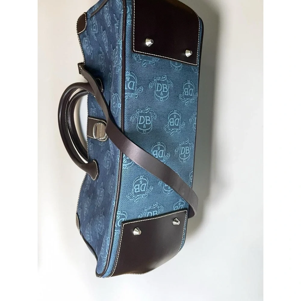 Vintage Blue Denim Monogram Dooney & Bourke Denim Satchel Bag